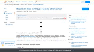 
                            10. Recently Updated ownCloud now giving a blank screen - Stack Overflow