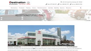 
                            11. Receptionist (Full-Time) | Destination Toyota