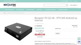 
                            4. Receptor ITV GO 4K - IPTV Wifi Android via Internet - Nei Eletro