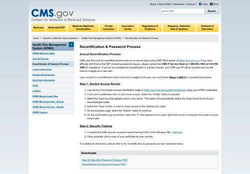 
                            7. Recertification & Password Process - Centers for Medicare & Medicaid ...