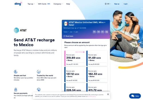 
                            10. Recharge AT&T/Iusacell Mexico | Top-up Mexico – Ding