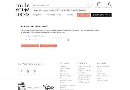 
                            6. Rechercher une liste de cadeaux - Mille et une listes