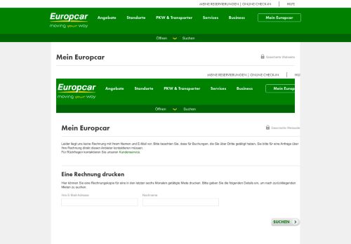 
                            8. Rechnungskopie suchen und drucken - Europcar