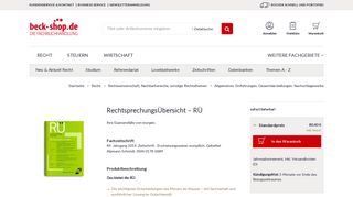 
                            4. RechtsprechungsÜbersicht – RÜ | 49. Jahrgang | beck-shop.de