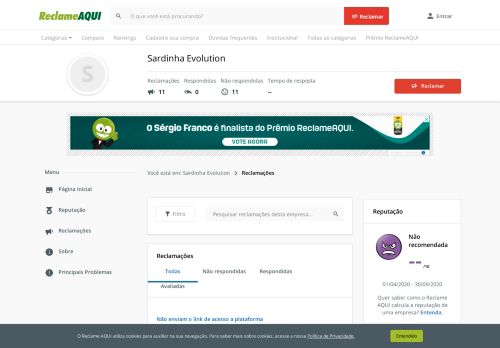 
                            9. Reclamações sobre login-senha para Sardinha Evolution - Reclame ...