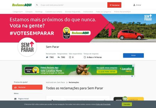 
                            7. Reclamações sobre login-senha para Sem Parar - Reclame Aqui