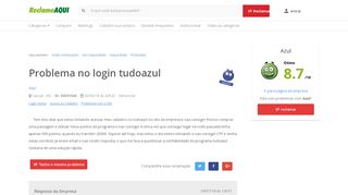 
                            5. Reclame Aqui - Azul - Problema no login tudoazul