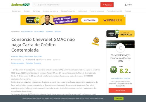 
                            6. Reclame Aqui - Banco GMAC - Consórcio Chevrolet GMAC não paga ...