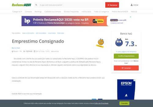 
                            12. Reclame Aqui - Banco Itaú - Emprestimo Consignado