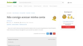 
                            12. Reclame Aqui - Booking.com - Não consigo acessar minha conta