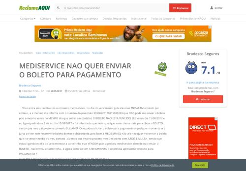 
                            12. Reclame Aqui - Bradesco Seguros - MEDISERVICE NAO QUER ...