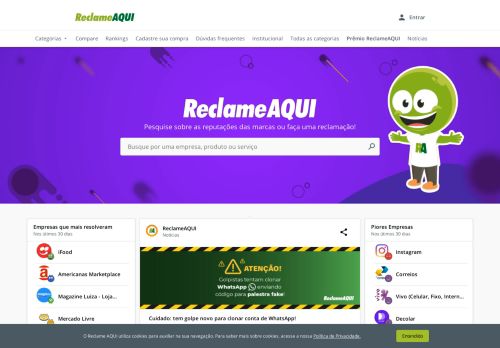 
                            11. Reclame Aqui - Consumidores, exponham suas reclamações