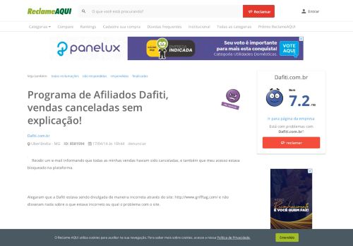 
                            10. Reclame Aqui - Dafiti.com.br - Programa de Afiliados Dafiti, vendas ...