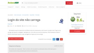 
                            5. Reclame Aqui - Easynvest - Login do site não carrega