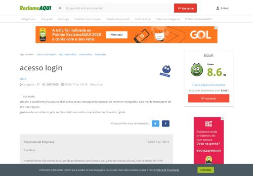 
                            10. Reclame Aqui - eduK - acesso login