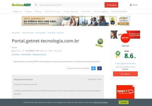 
                            9. Reclame Aqui - Getnet - Portal.getnet-tecnologia.com.br