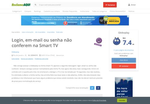 
                            7. Reclame Aqui - Globo.com - Login, em-mail ou senha não conferem ...