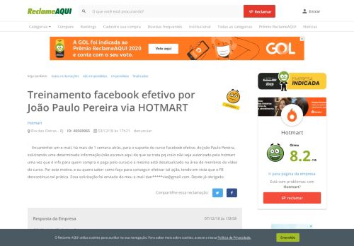 
                            6. Reclame Aqui - Hotmart - Treinamento facebook efetivo por João ...