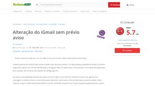 
                            10. Reclame Aqui - IG Conteudo - Alteração do iGmail sem prévio aviso