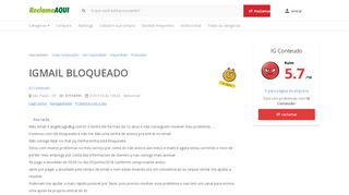 
                            13. Reclame Aqui - IG Conteudo - IGMAIL BLOQUEADO