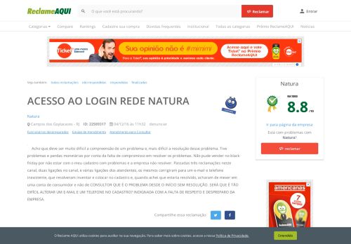 
                            5. Reclame Aqui - Natura - ACESSO AO LOGIN REDE NATURA