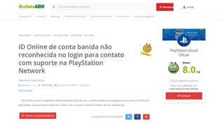 
                            6. Reclame Aqui - PlayStation Brasil Oficial - ID Online de conta banida ...