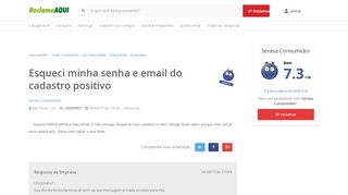 
                            7. Reclame Aqui - Serasa Consumidor - Esqueci minha senha e email ...