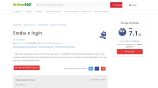 
                            9. Reclame Aqui - Serasa Experian - Senha e login