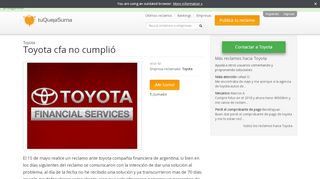 
                            9. Reclamo a Toyota - Toyota cfa no cumplió - tuQuejaSuma