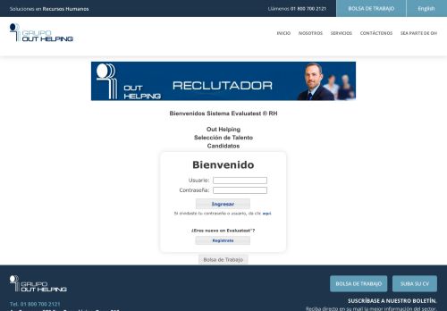 
                            3. RECLUTADOR / Regístrate y realiza la evaluación - Out Helping