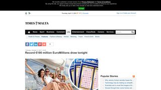 
                            11. Record €190 million EuroMillions draw tonight - Times of Malta