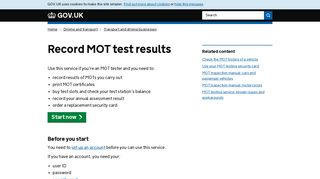 
                            1. Record MOT test results - GOV.UK