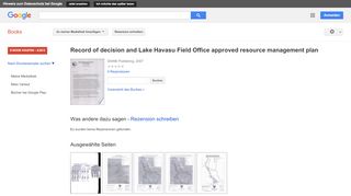 
                            10. Record of decision and Lake Havasu Field Office approved resource ... - Google Books-Ergebnisseite