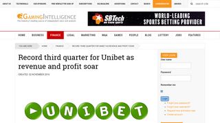 
                            7. Record third quarter for Unibet as revenue and profit soar - Gaming ...