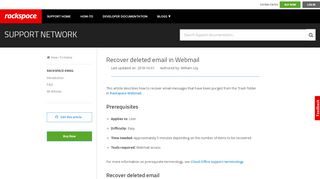 
                            9. Recover deleted email in Webmail - Rackspace Support