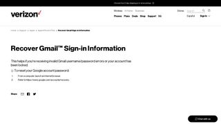 
                            7. Recover Gmail Sign-in Information | Verizon Wireless