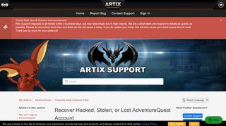 
                            8. Recover Hacked, Stolen, or Lost AdventureQuest Account - Artix Support