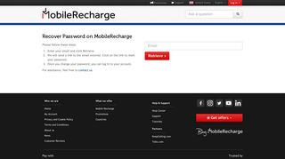 
                            9. Recover Password on MobileRecharge