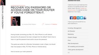 
                            8. Recover you password or access code on your router if you've ...