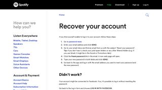 
                            10. Recover your account - Spotify