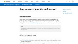 
                            2. Recover your Microsoft account - Microsoft Support