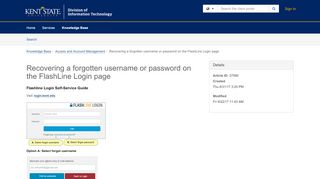 
                            5. Recovering a forgotten username or password on the FlashLine Login ...