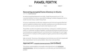 
                            8. Recovering encrypted home directory in Ubuntu / Paweł Fertyk
