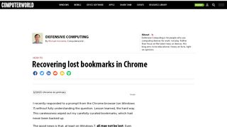 
                            10. Recovering lost bookmarks in Chrome | Computerworld