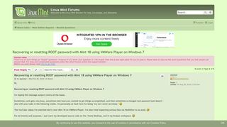 
                            2. Recovering or resetting ROOT password with Mint 18 using VMWare ...