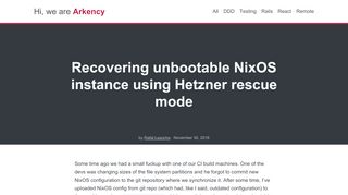 
                            12. Recovering unbootable NixOS instance using Hetzner rescue mode ...