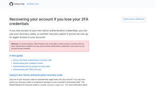 
                            13. Recovering your account if you lose your 2FA credentials - ...