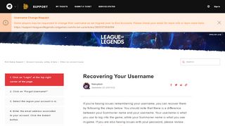 
                            1. Recovering Your Username – Riot Games Support