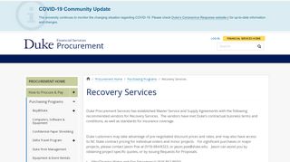 
                            12. Recovery Services | Procurement | Duke - Financial Services | Duke