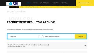 
                            3. Recruitment Results & Archive - SBI
